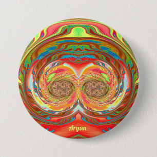 Badge Rond 7,6 Cm ARYAN ~ Bouton des nuances multicolores