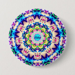 Badge Rond 7,6 Cm ASHA ~ Anniversaire Star Motif Personnalisé ~