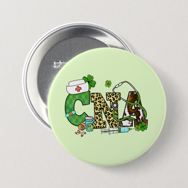 Badge Rond 7,6 Cm Assistant en soins infirmiers certifié St. Patrick (Devant & derrière)
