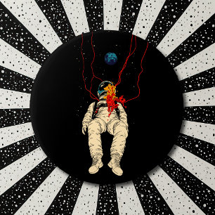 Badge Rond 7,6 Cm Astronaute et Espace Terrestre