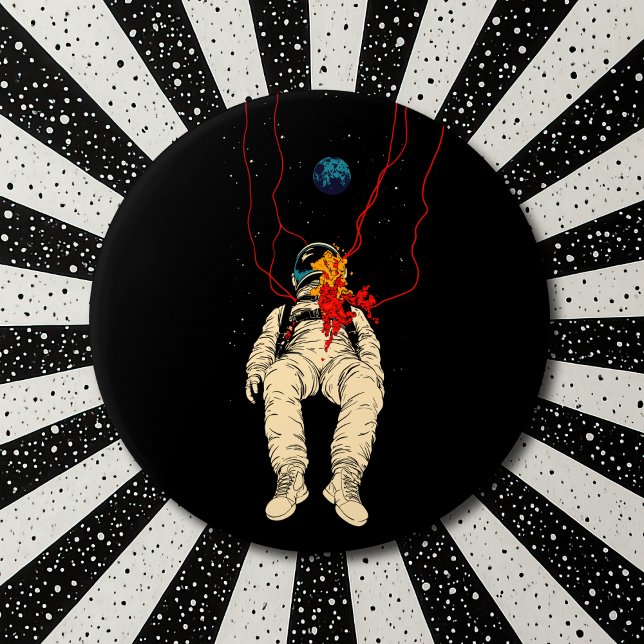 Badge Rond 7,6 Cm Astronaute et Espace Terrestre (Créateur téléchargé)