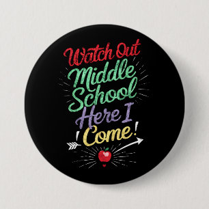 Badge Rond 7,6 Cm Attention collège, j'arrive école