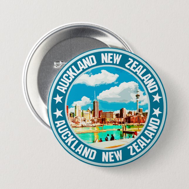 Badge Rond 7,6 Cm Auckland (Devant & derrière)