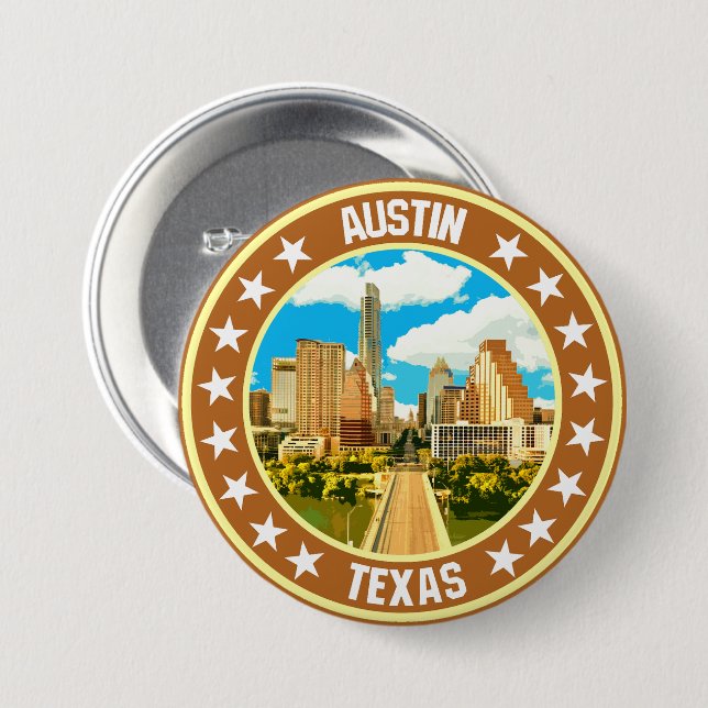 Badge Rond 7,6 Cm Austin (Devant & derrière)