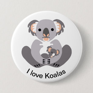 Badge Rond 7,6 Cm Australie - J'aime KOALAS - Marsupial - Faune -