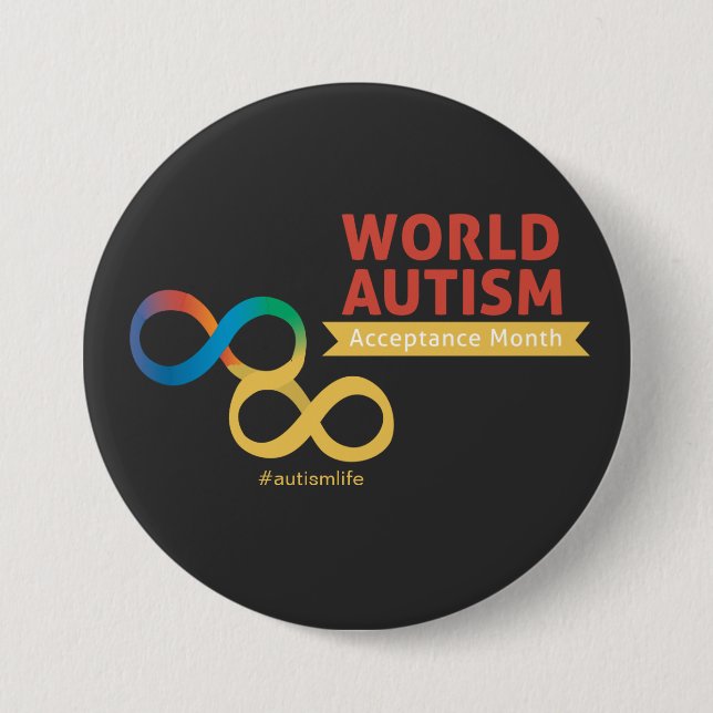 Badge Rond 7,6 Cm Autisme, Acceptation de la Neurodiversité (Devant)