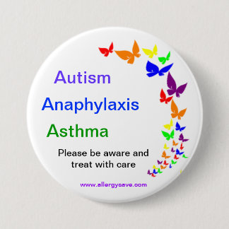Badge Rond 7,6 Cm Autisme, asthme, insigne d'anaphylaxie - grand