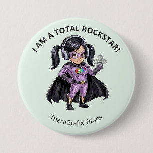 Badge Rond 7,6 Cm Autisme Chloe Total Rockstar Superhero Bouton