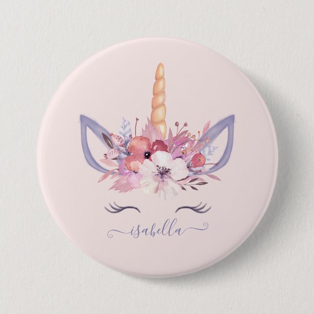 Badge Rond 7,6 Cm Autocollant d'anniversaire d'aquarelle florale Uni (Devant)