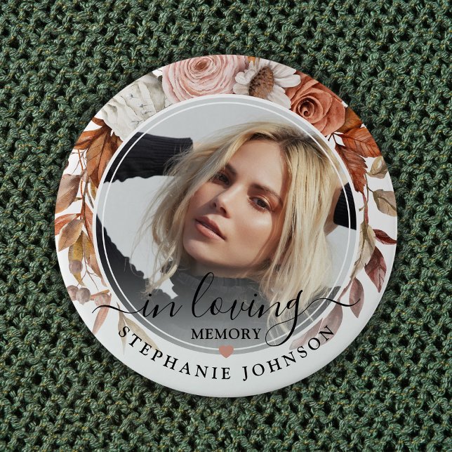 Badge Rond 7,6 Cm Automne Fleuron Automne En Mémoire Amoureuse (Créateur téléchargé)