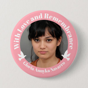 Badge Rond 7,6 Cm Avec l'amour rose deux colombes blanches souvenir 