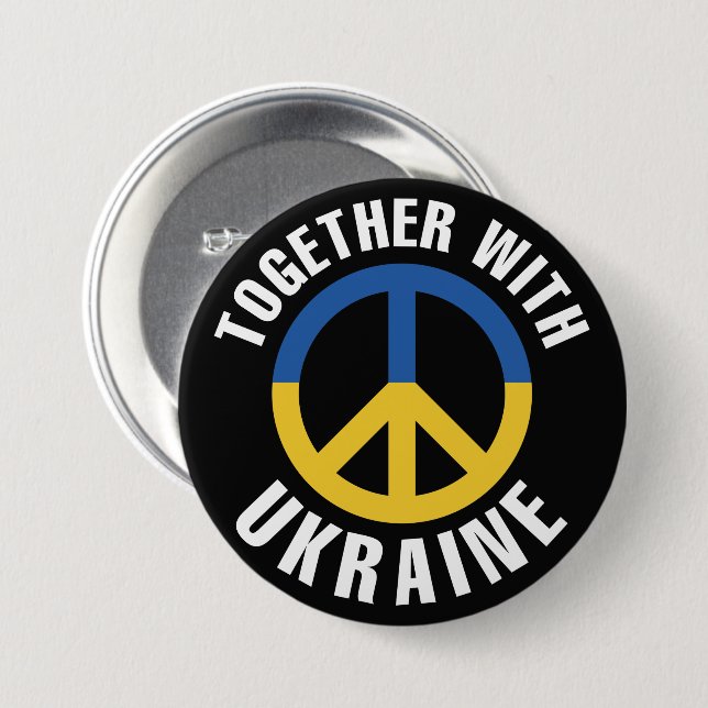 Badge Rond 7,6 Cm Avec L'Ukraine (Devant & derrière)