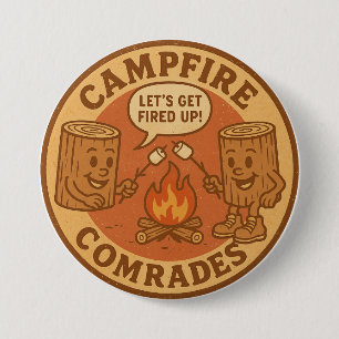 Badge Rond 7,6 Cm Aventure en plein air Allumons le feu de joie