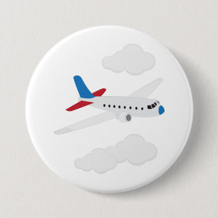 Badge Rond 7,6 Cm Avion