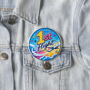 Badge Rond 7,6 Cm Avion de souvenir de 1er vol coloré