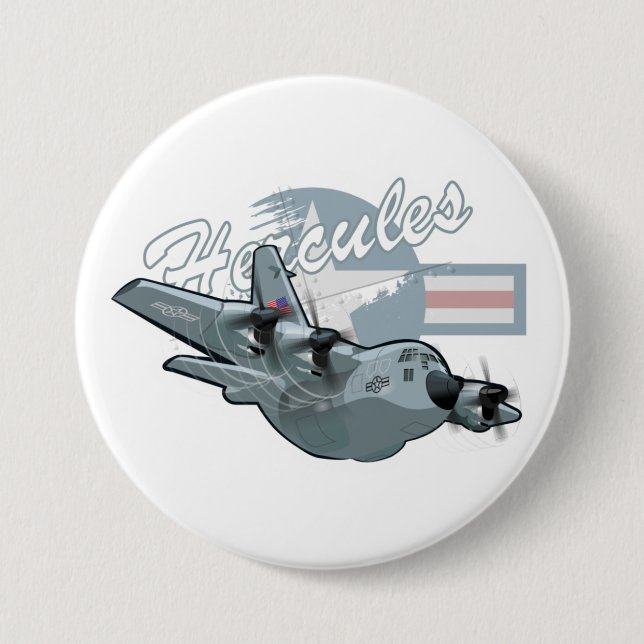 Badge Rond 7,6 Cm Avion militaire de dessin (Devant)