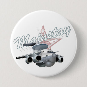 Badge Rond 7,6 Cm Avion militaire de dessin