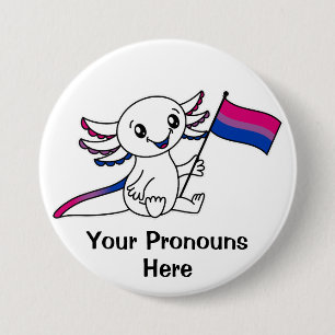 Badge Rond 7,6 Cm Axolotl mignon avec drapeau de fierté bisexuelle L