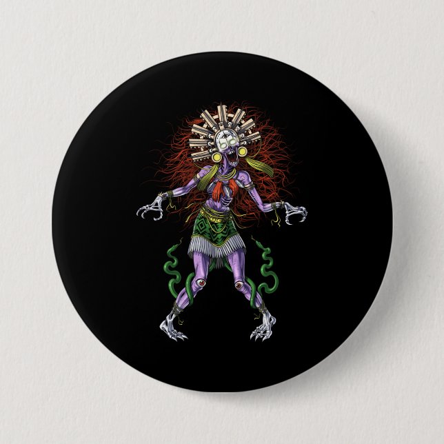 Badge Rond 7,6 Cm Aztec Mythologie Deity Tzitzimitl (Devant)
