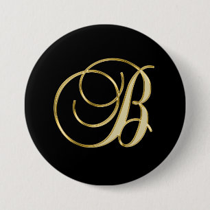 Badge Rond 7,6 Cm B Monogramme B or script
