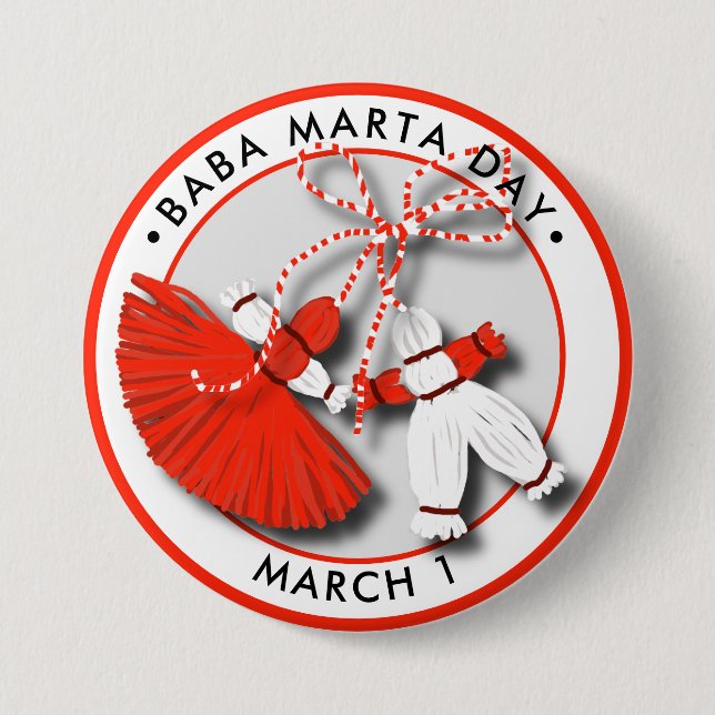 Badge Rond 7,6 Cm Baba Marta Day Martenitsa (Devant)