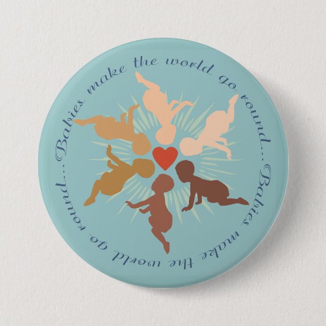 Badge Rond 7,6 Cm Babies Mandala sur le bleu d'oeuf de Robin (Devant)