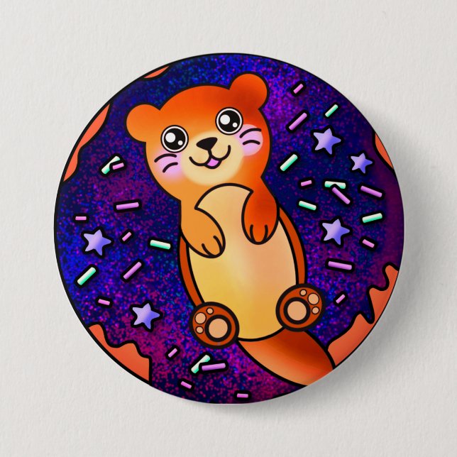 Badge Rond 7,6 Cm Baby Otter on Donut 2 (Devant)