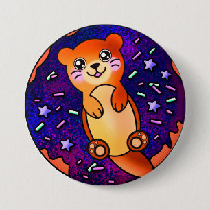 Badge Rond 7,6 Cm Baby Otter on Donut 2