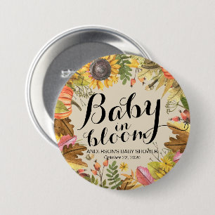Badge Rond 7,6 Cm Baby shower bébé en fleur Maple Citrouille tournes