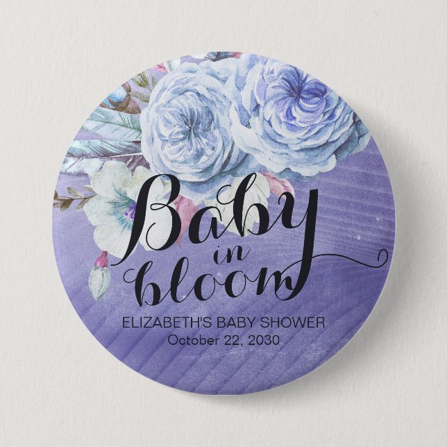 Badge Rond 7,6 Cm Baby shower bébé en fleurs Boho Boho (Devant)