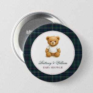 Badge Rond 7,6 Cm Baby shower classique préppie à oreilles