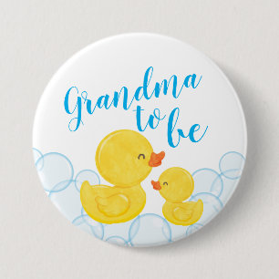 Badge Rond 7,6 Cm Baby shower de canard en caoutchouc Grand-mère