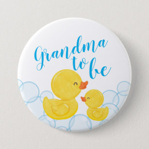 Badge Rond 7,6 Cm Baby shower de canard en caoutchouc Grand-mère