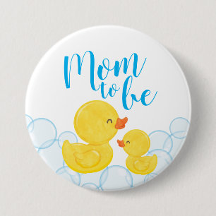 Badge Rond 7,6 Cm Baby shower de canard en caoutchouc Maman pour êt
