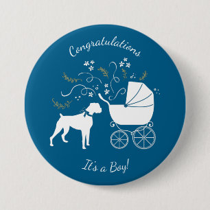 Badge Rond 7,6 Cm Baby shower de chien de boxe