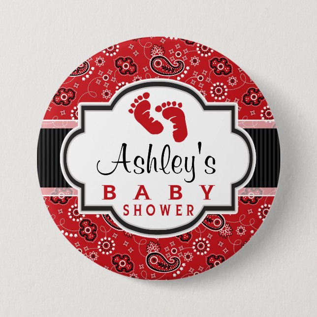 Badge Rond 7,6 Cm Baby shower de Paisley (Devant)