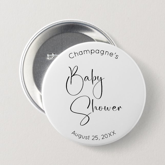 Badge Rond 7,6 Cm Baby shower de script moderne (Devant & derrière)