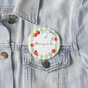Badge Rond 7,6 Cm Baby shower de tomate aquarelle Maman à être