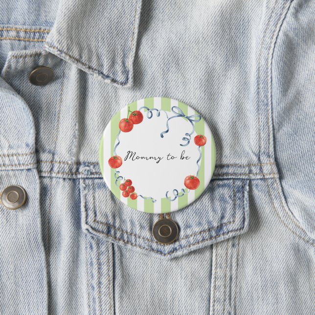 Badge Rond 7,6 Cm Baby shower de tomate aquarelle Maman à être (En situation)