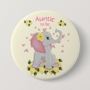 Badge Rond 7,6 Cm Baby shower d'éléphant personnalisé "Tante à 