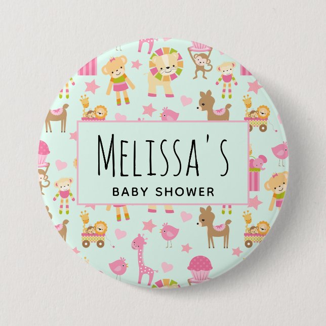 Badge Rond 7,6 Cm Baby shower Motif animal mignon (Devant)