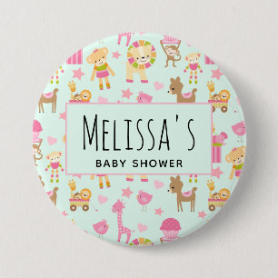 Badge Rond 7,6 Cm Baby shower Motif animal mignon
