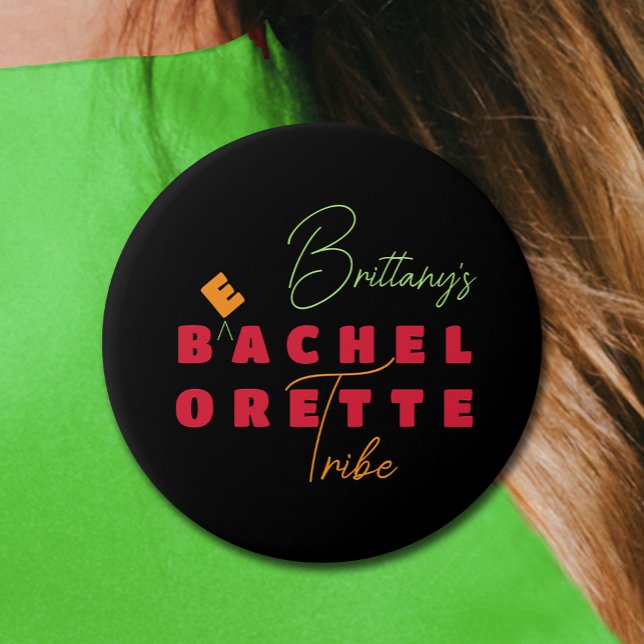 Badge Rond 7,6 Cm Bachelorette Beach Tribe (Personalized Beach Bachelorette Party Button)