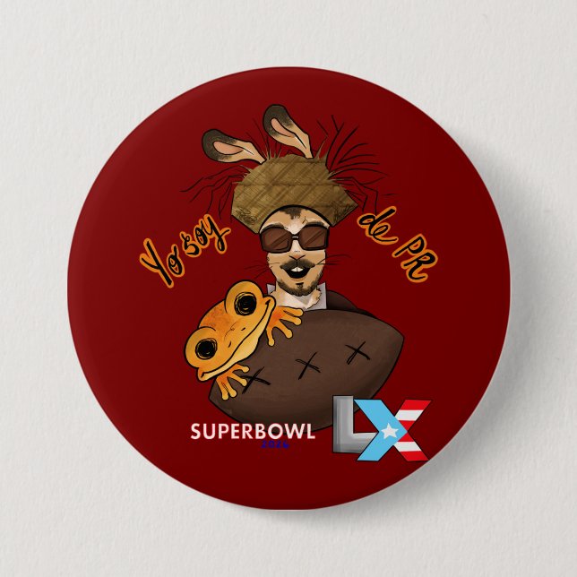 Badge Rond 7,6 Cm Bad Bunny Super Bowl (Devant)