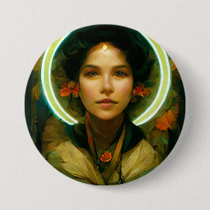 Badge Rond 7,6 Cm Bague De Lumière Imaginaire Sci-fi