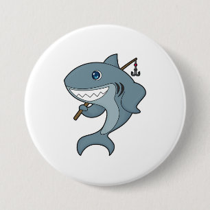Badge Rond 7,6 Cm Baguette de pêche du requin