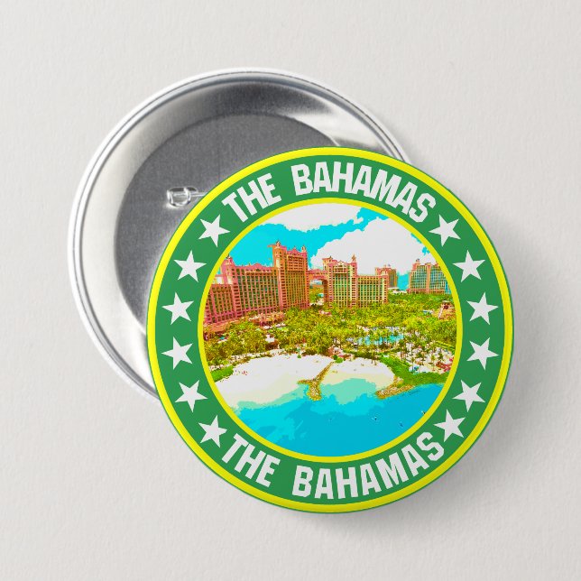Badge Rond 7,6 Cm Bahamas (Devant & derrière)
