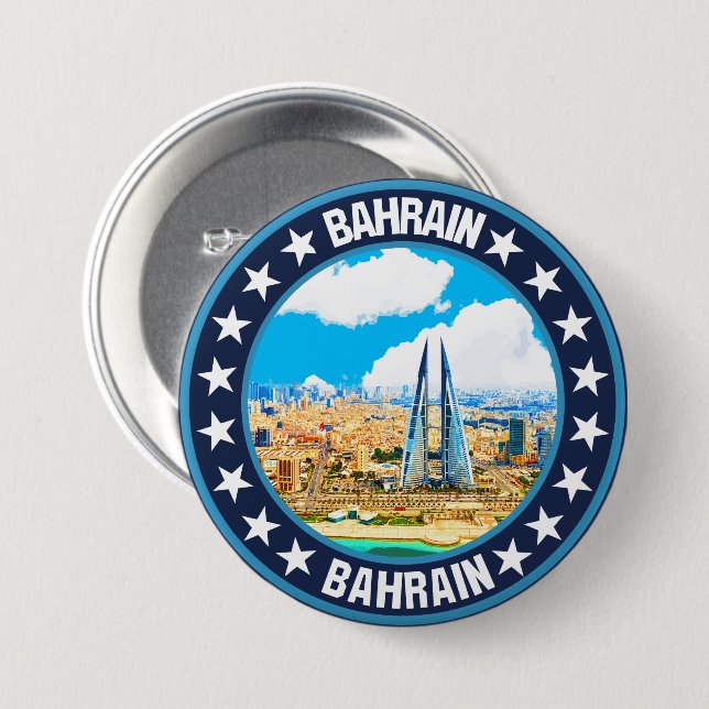 Badge Rond 7,6 Cm Bahreïn (Devant & derrière)