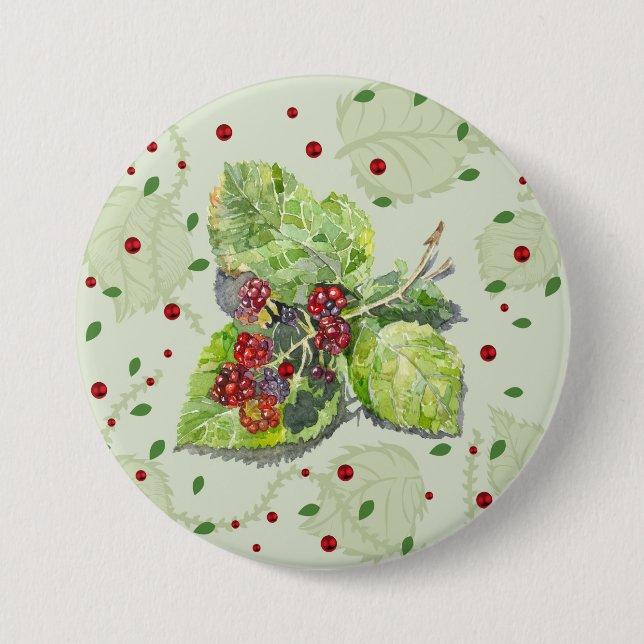 Badge Rond 7,6 Cm Baies noires rouges et noires (Devant)