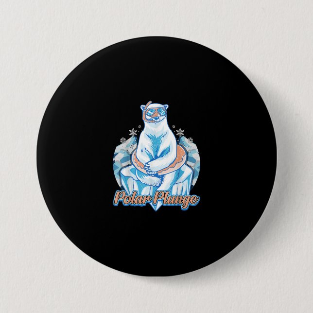 Badge Rond 7,6 Cm Bain Polaire Plongée Ice Jump Funny Ours Polaire B (Devant)